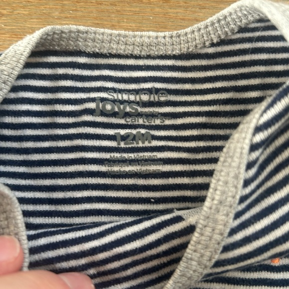 Simple Joys unisex Striped Coverall Navy - Picture 2 of 4
